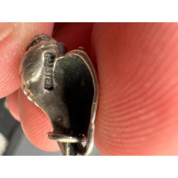 Vtg 925 Solid Sterling Silver Conch Sea Shell 3D Charm Pendant 17.6mm - Picture 8 of 10